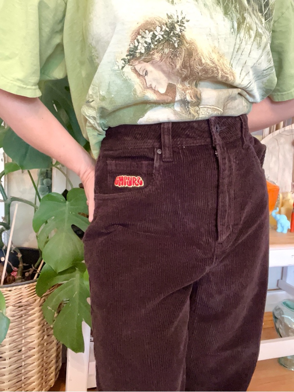 Vintage Empyre Womens Brown Tori 90s Corduroy High Waisted Wide Leg Skate Pants - Picture 3 of 11